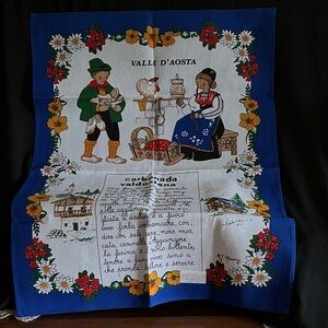 Tag Valle d'Aosta Blue and Multicolor Kitchen Towel